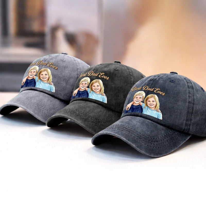 Custom Photo Cap - Personalized Father's Day Birthday Gifts For Dad, Grandpa - The Best Memories Start With Dad