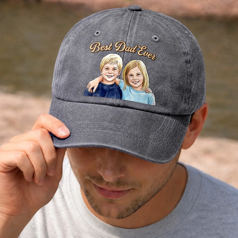 Custom Photo Cap - Personalized Father's Day Birthday Gifts For Dad, Grandpa - The Best Memories Start With Dad