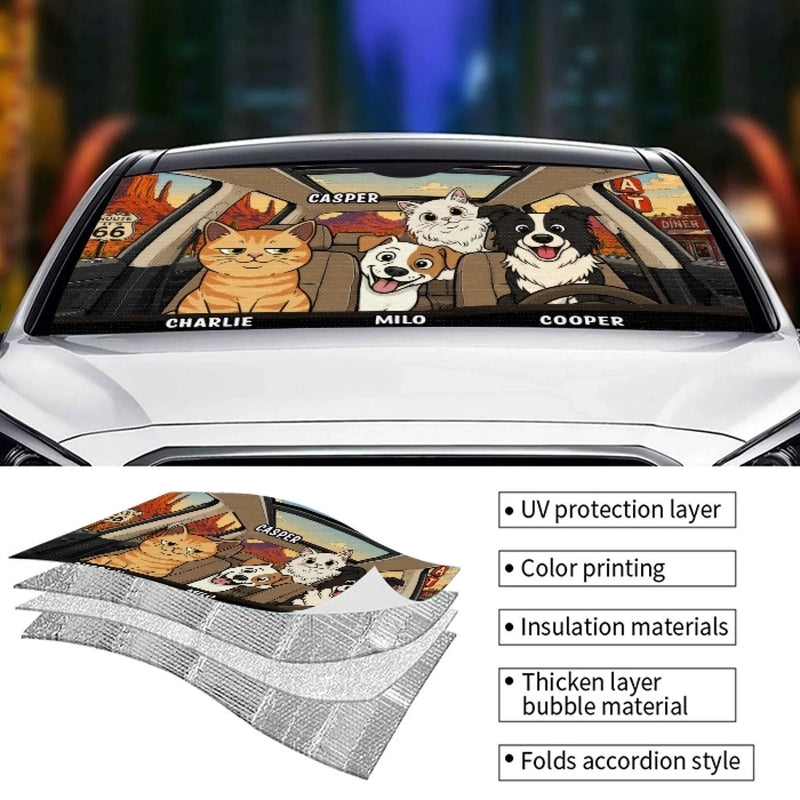 Custom Auto Windshield Sunshade, Car Window Protector - Personalized Birthday Gifts For Dog Cat Lovers, Dog Dad And Mom, Cat Owners - My Best Friend Has Paws