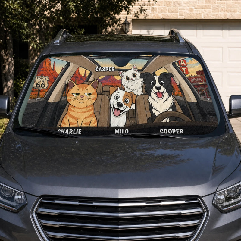 Custom Auto Windshield Sunshade, Car Window Protector - Personalized Birthday Gifts For Dog Cat Lovers, Dog Dad And Mom, Cat Owners - My Best Friend Has Paws
