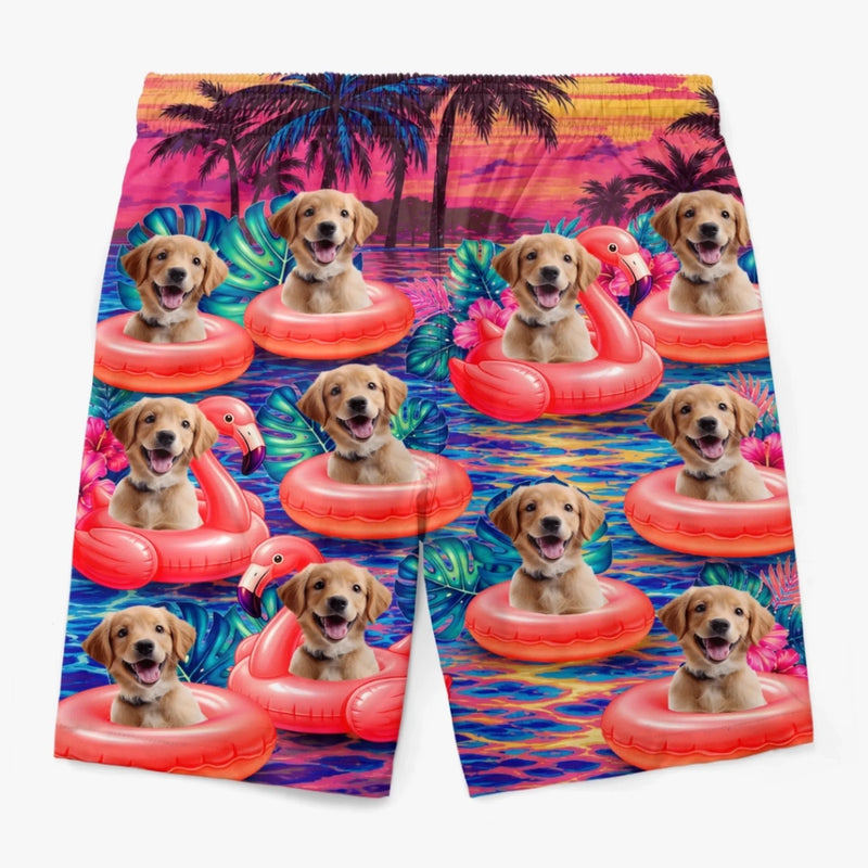 Custom Photo Tropical Hawaiian Aloha Men Beach Shorts - Personalized Summer Vacation And Travel Gifts For Dog Cat Lovers, Dog Dad And Mom, Cat Owners - Pure Vitamin Sea Boost