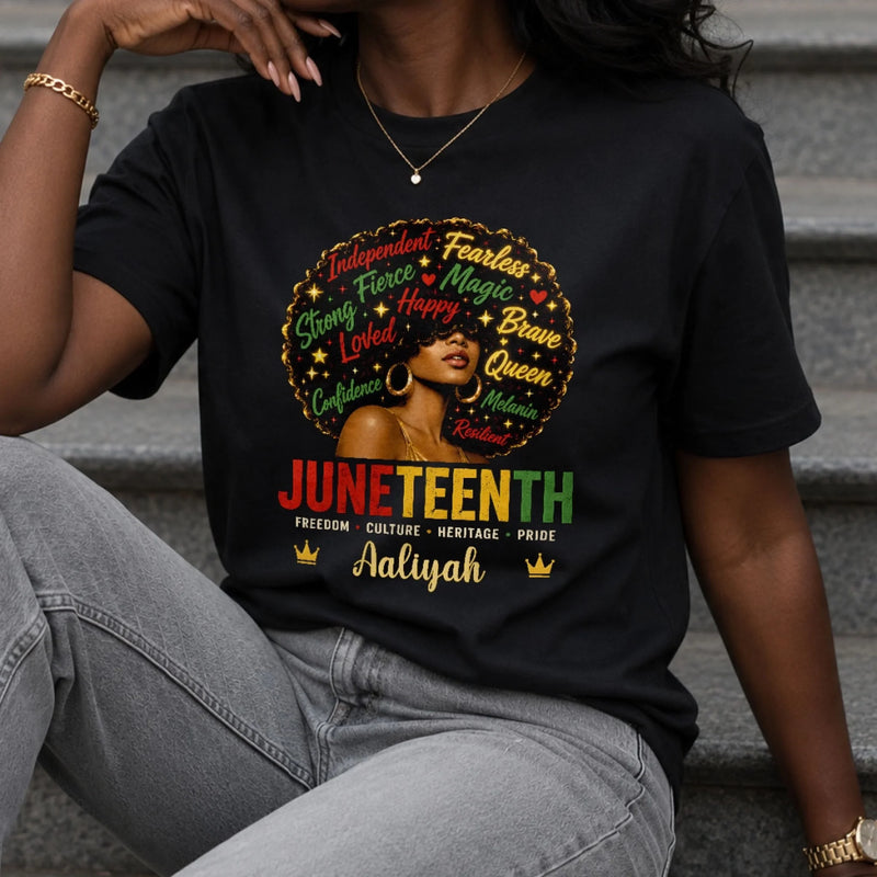 Custom T-shirt, Hoodie – Personalized Juneteenth Gifts For Women – Rooted In Strength, Rising In Freedom