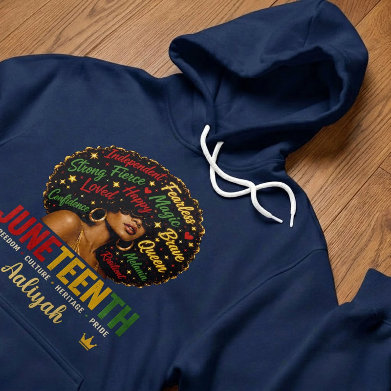 Custom T-shirt, Hoodie – Personalized Juneteenth Gifts For Women – Rooted In Strength, Rising In Freedom
