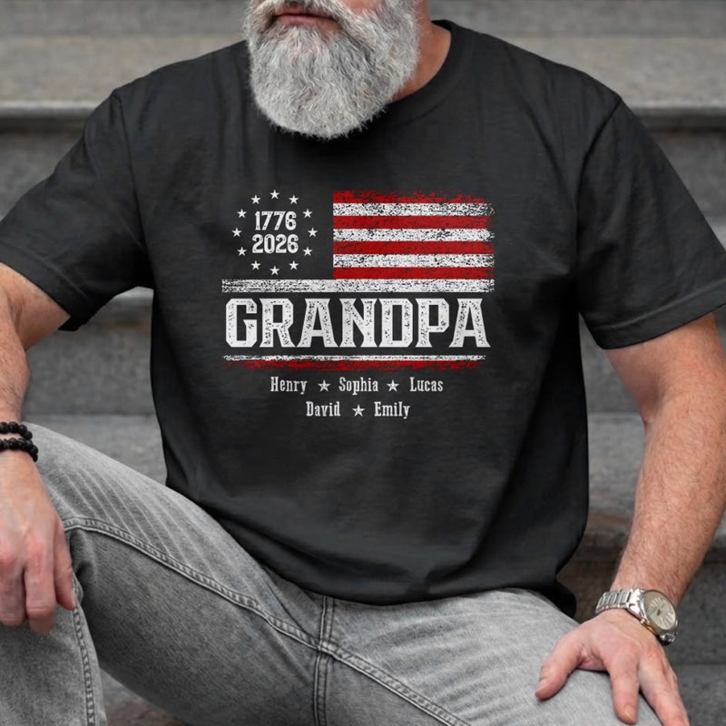 Custom T-shirt, Hoodie - Personalized America 250th Anniversary Father's Day Gifts For Dad, Grandpa - Patriotic Stars Proud Legacy