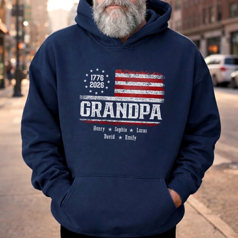 Custom T-shirt, Hoodie - Personalized America 250th Anniversary Father's Day Gifts For Dad, Grandpa - Patriotic Stars Proud Legacy