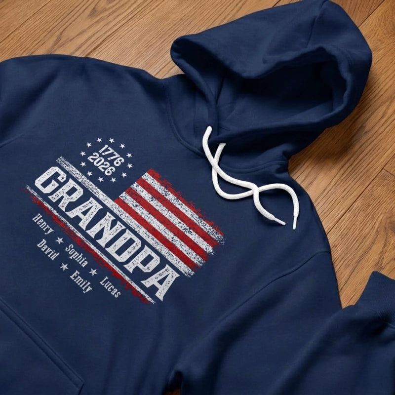 Custom T-shirt, Hoodie - Personalized America 250th Anniversary Father's Day Gifts For Dad, Grandpa - Patriotic Stars Proud Legacy