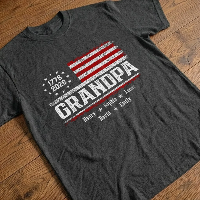 Custom T-shirt, Hoodie - Personalized America 250th Anniversary Father's Day Gifts For Dad, Grandpa - Patriotic Stars Proud Legacy