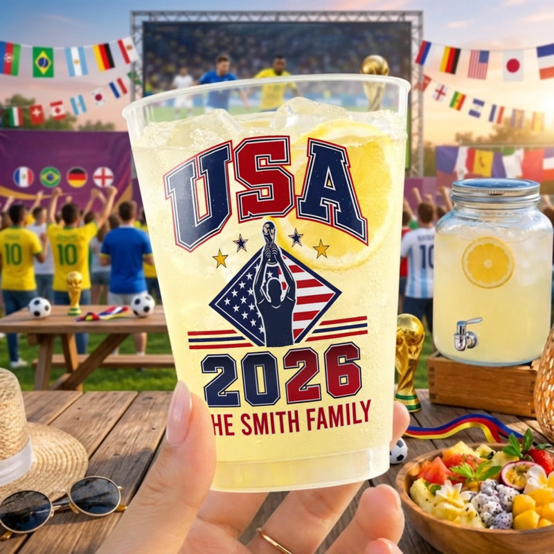 Custom International Soccer Tournament Party Cups - Personalized Birthday Gifts For Soccer Lovers, Sports Fans, Sports Lovers - Blessed With Great Football Vibes