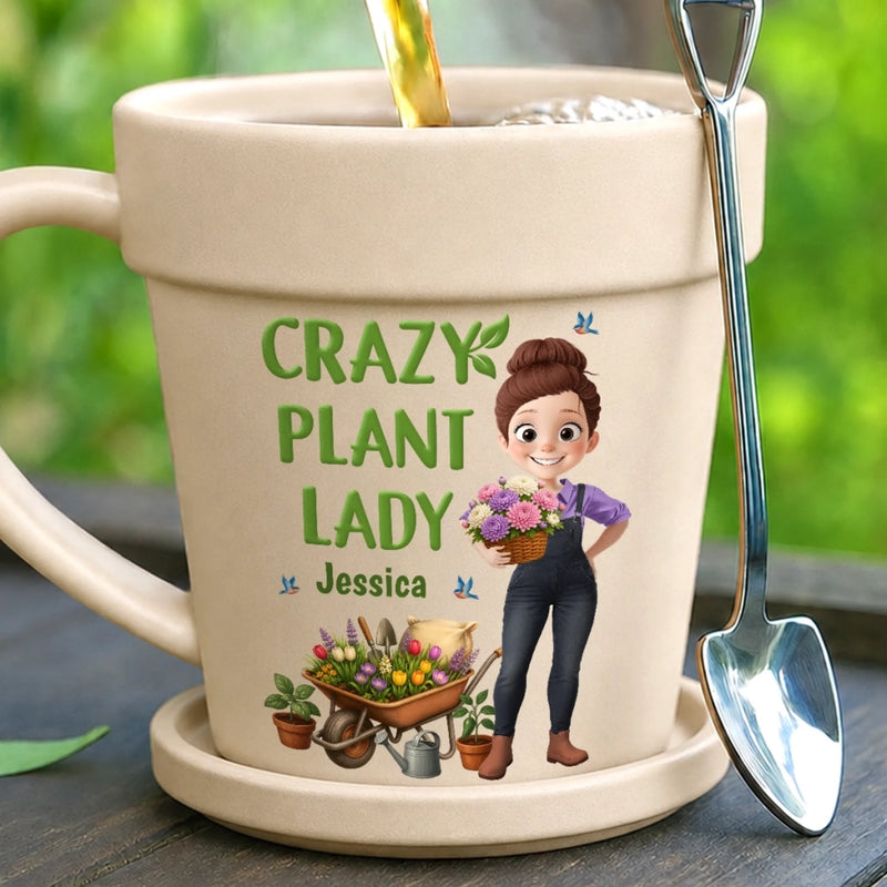 Custom Plant Pot Ceramic Mug - Personalized Birthday Garden Gifts For Gardeners - My Happy Green Sanctuary