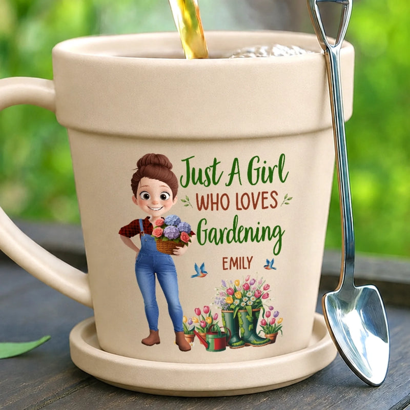 Custom Plant Pot Ceramic Mug - Personalized Birthday Garden Gifts For Gardeners - Gardening Is My Therapy