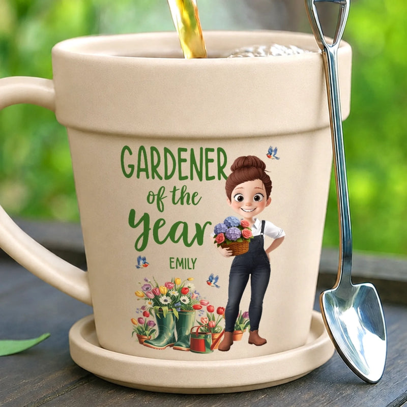 Custom Plant Pot Ceramic Mug - Personalized Birthday Garden Gifts For Gardeners - My Happy, Blooming Sanctuary