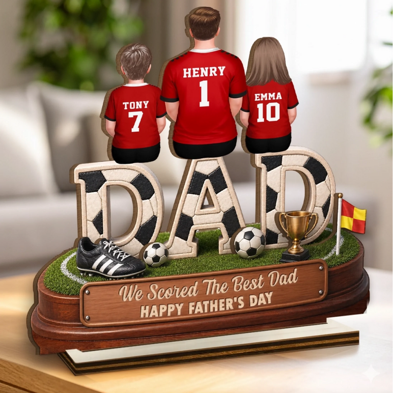 Custom LA 2026 Soccer Dad 2-Layered Wooden Plaque - Personalized Father's Day Gifts For Dad, Grandpa, Soccer Lovers, Sports Fans, Sports Lovers - Living The Soccer Life