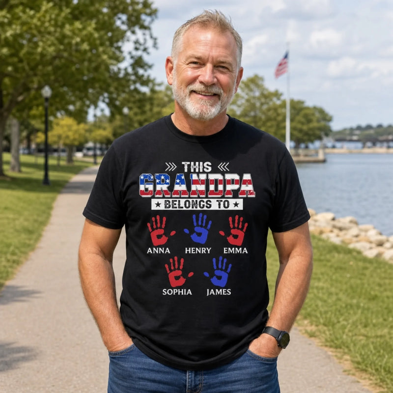 Custom T-shirt, Hoodie – Personalized America 250th Anniversary Gifts For Dad, Grandpa – This Proud Grandpa Belongs To Awesome Kids
