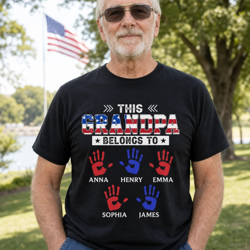Custom T-shirt, Hoodie – Personalized America 250th Anniversary Gifts For Dad, Grandpa – This Proud Grandpa Belongs To Awesome Kids
