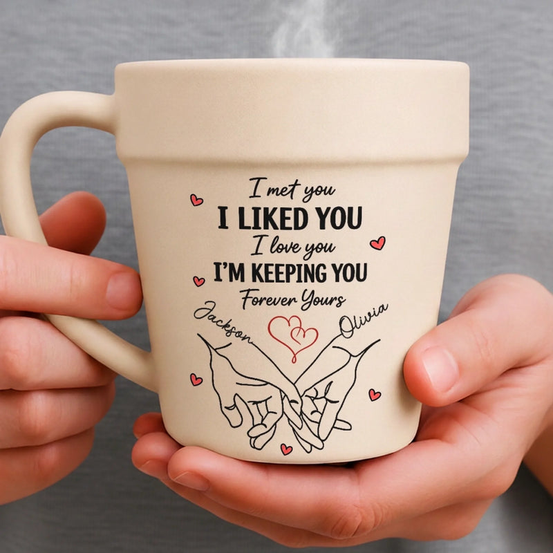 Custom Plant Pot Ceramic Mug - Personalized Birthday Garden Gifts For Husband And Wife, Him And Her - A Promise Kept Forever