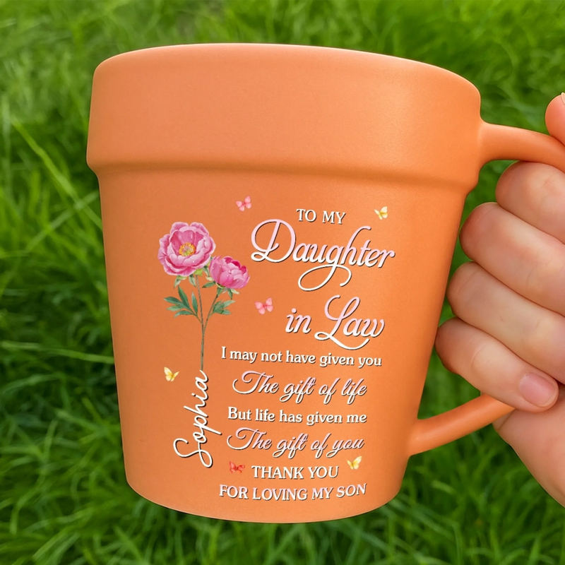 Custom Plant Pot Ceramic Mug - Personalized Birthday Garden Gifts For Gardeners, Daughter-In-Law - Proud Of Who You Are