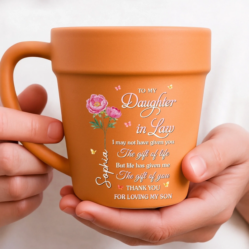 Custom Plant Pot Ceramic Mug - Personalized Birthday Garden Gifts For Gardeners, Daughter-In-Law - Proud Of Who You Are