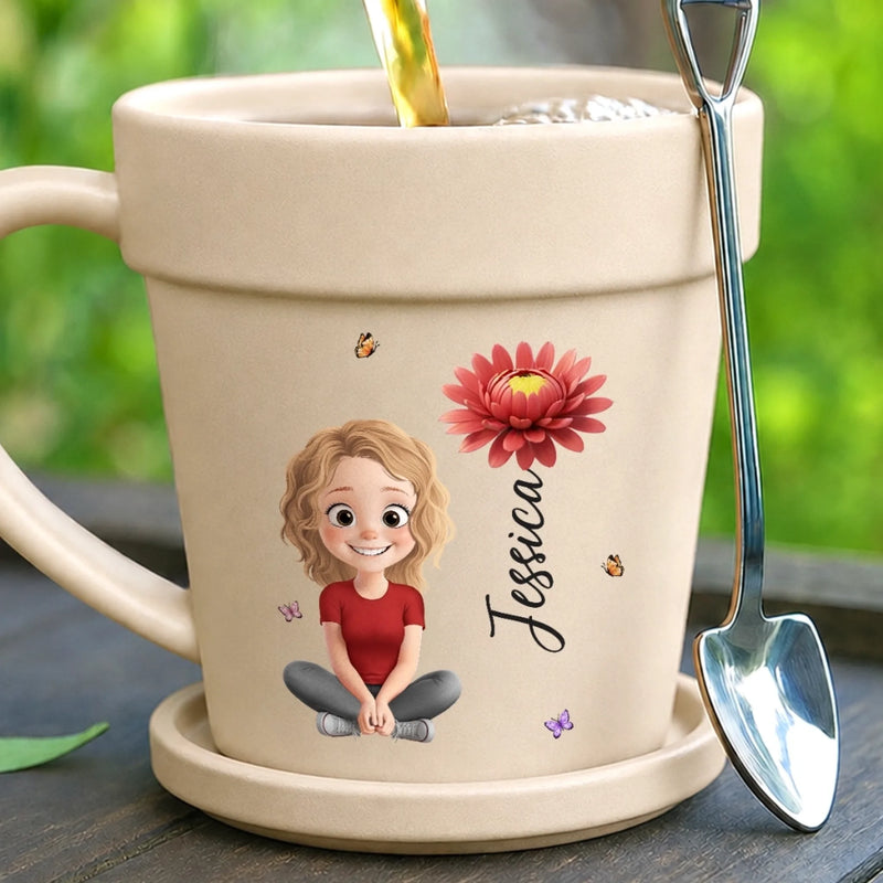 Custom Plant Pot Ceramic Mug - Personalized Birthday Garden Gifts For Gardeners - Healing One Plant At Once