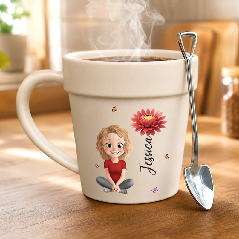 Custom Plant Pot Ceramic Mug - Personalized Birthday Garden Gifts For Gardeners - Healing One Plant At Once