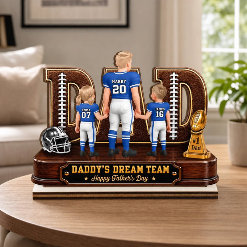 Custom 2-Layered Wooden Plaque - Personalized Father's Day Gifts For Dad, Grandpa, American Football Lovers, Sports Fans, Sports Lovers - Game Day Starts Here