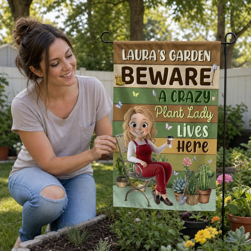 Custom Flag - Personalized Birthday Garden Gifts For Gardeners - Welcome To Her Happy Corner