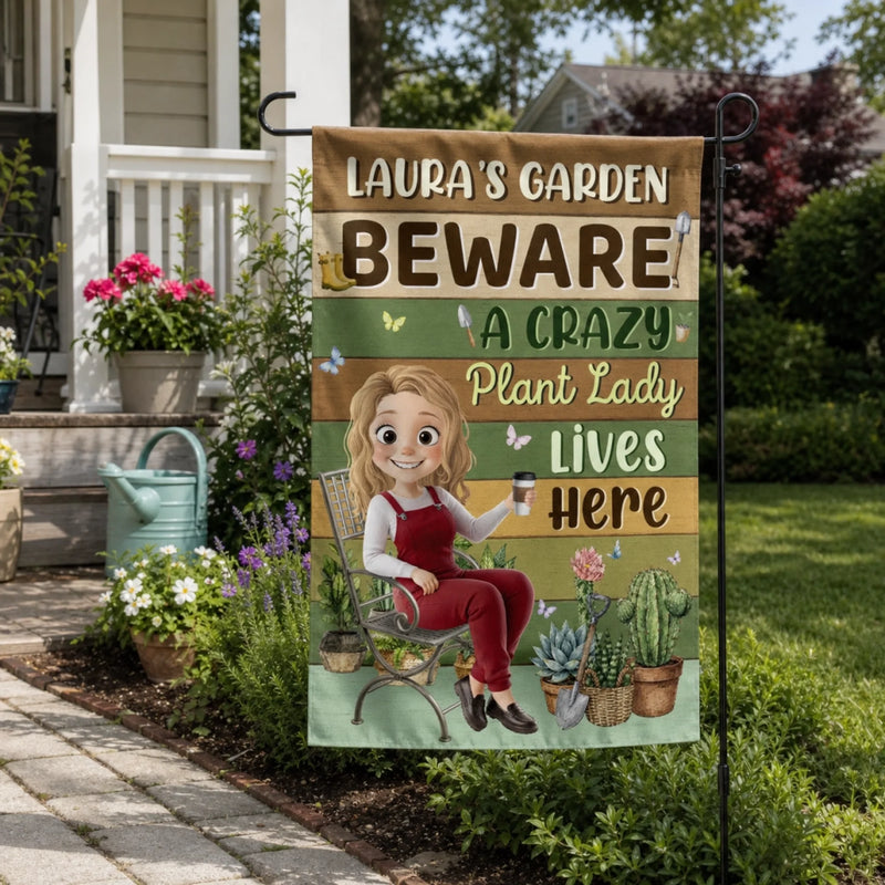 Custom Flag - Personalized Birthday Garden Gifts For Gardeners - Welcome To Her Happy Corner
