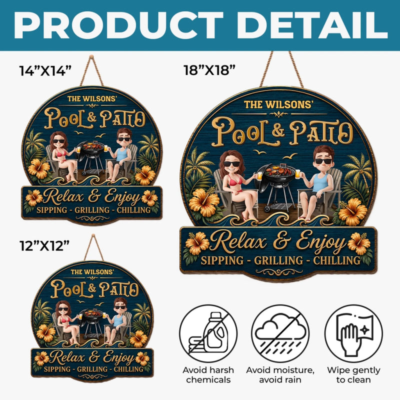 Custom Wood Sign - Personalized Summer Vacation And Travel Gifts For Couple - Welcome To Our Backyard Bar
