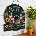 Custom Wood Sign - Personalized Summer Vacation And Travel Gifts For Couple - Welcome To Our Backyard Bar