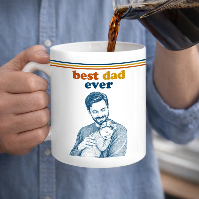 Custom Photo Mug - Personalized Father's Day Birthday Gifts For Dad, Grandpa, Husband - World’s Best Dad Ever