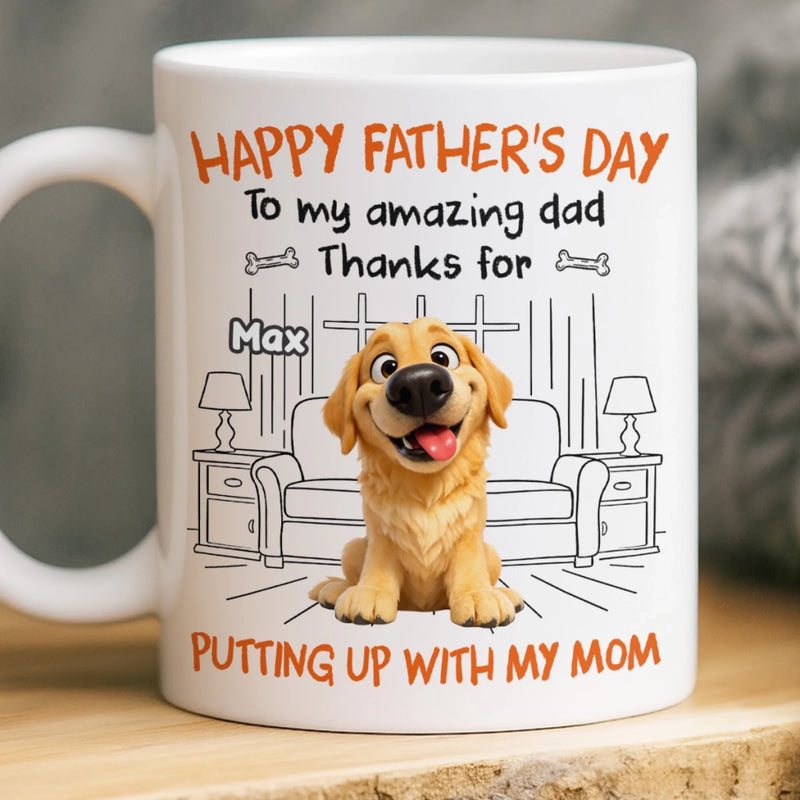 Custom Mug - Personalized Father's Day Birthday Gifts For Dog Cat Lovers, Dog Dad And Mom, Cat Owners - Love Is A Four Legged Word