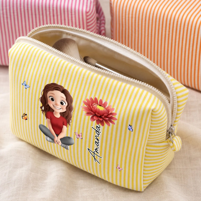 Custom Makeup Bag – Personalized  Best Friend Birthday Gifts For Women, Besties, Sisters, BFF – Beautiful Strong And Loved