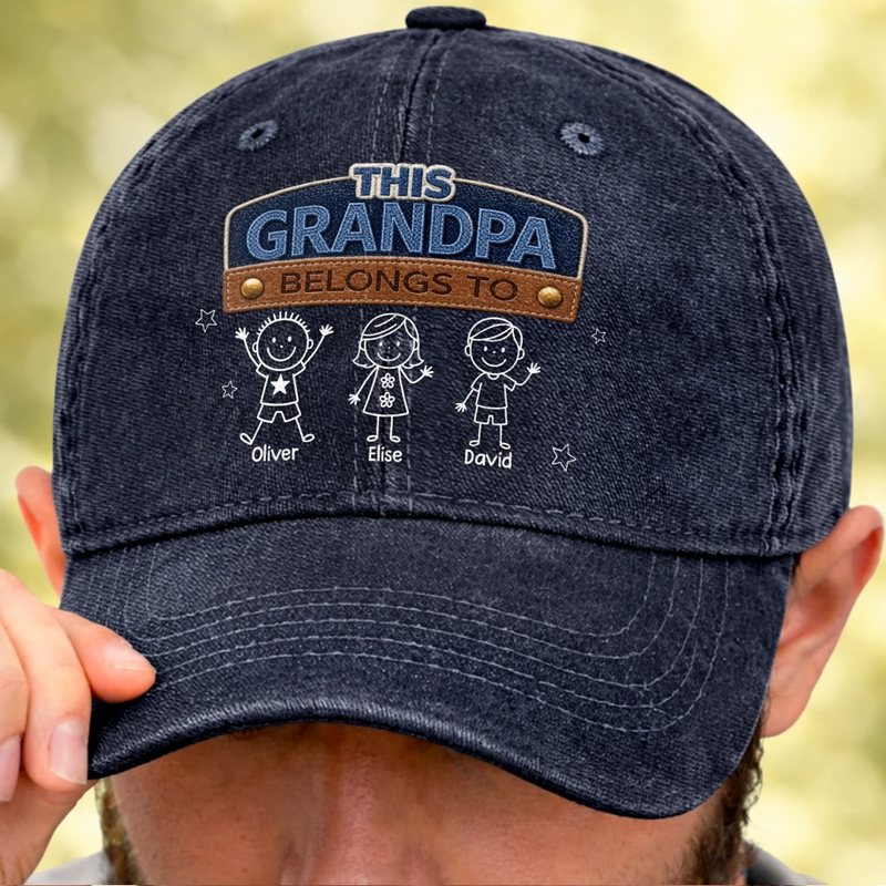 Custom Vintage Washed Denim Baseball Cap - Personalized Father's Day Birthday Gifts For Dad, Grandpa - Raised Strong By Dad