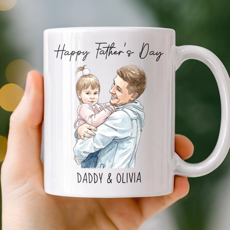 Custom Photo Accent Mug - Personalized Father's Day Birthday Gifts For Dad, Grandpa - Forever Proud Of Dad