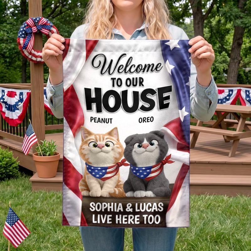 Custom Flag - Personalized America 250th Anniversary Gifts For Cat Lovers, Cat Mom And Dad - Welcome To Our Cat Kingdom