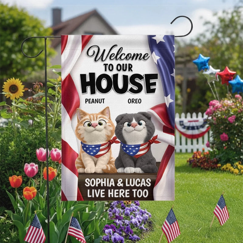Custom Flag - Personalized America 250th Anniversary Gifts For Cat Lovers, Cat Mom And Dad - Welcome To Our Cat Kingdom