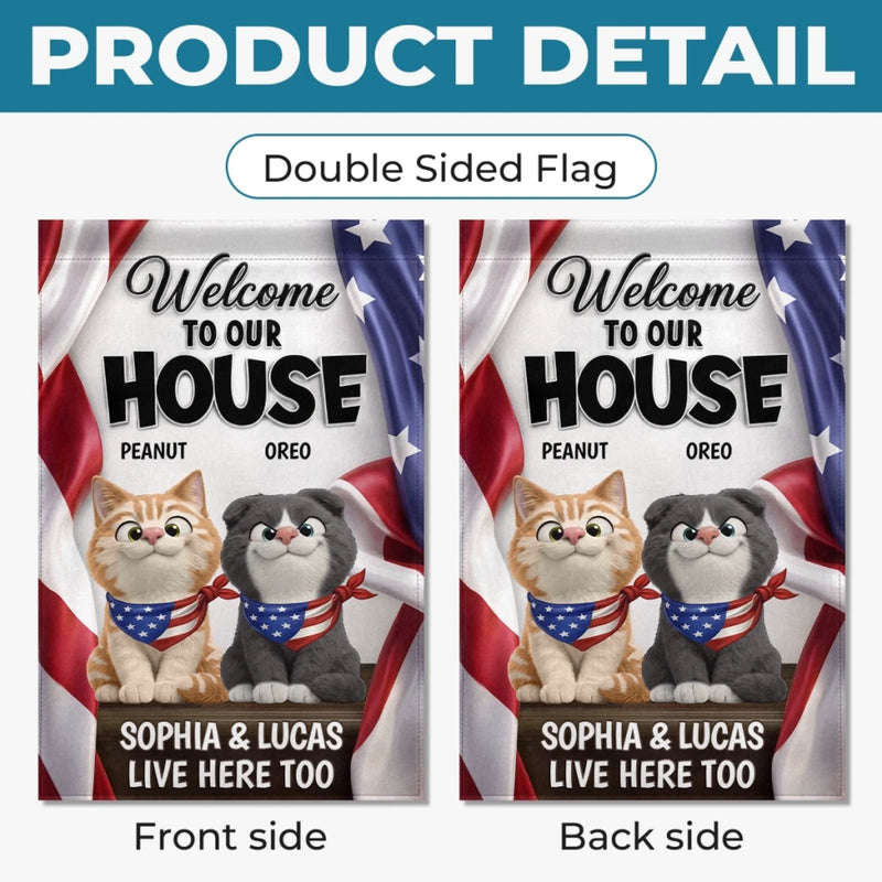 Custom Flag - Personalized America 250th Anniversary Gifts For Cat Lovers, Cat Mom And Dad - Welcome To Our Cat Kingdom