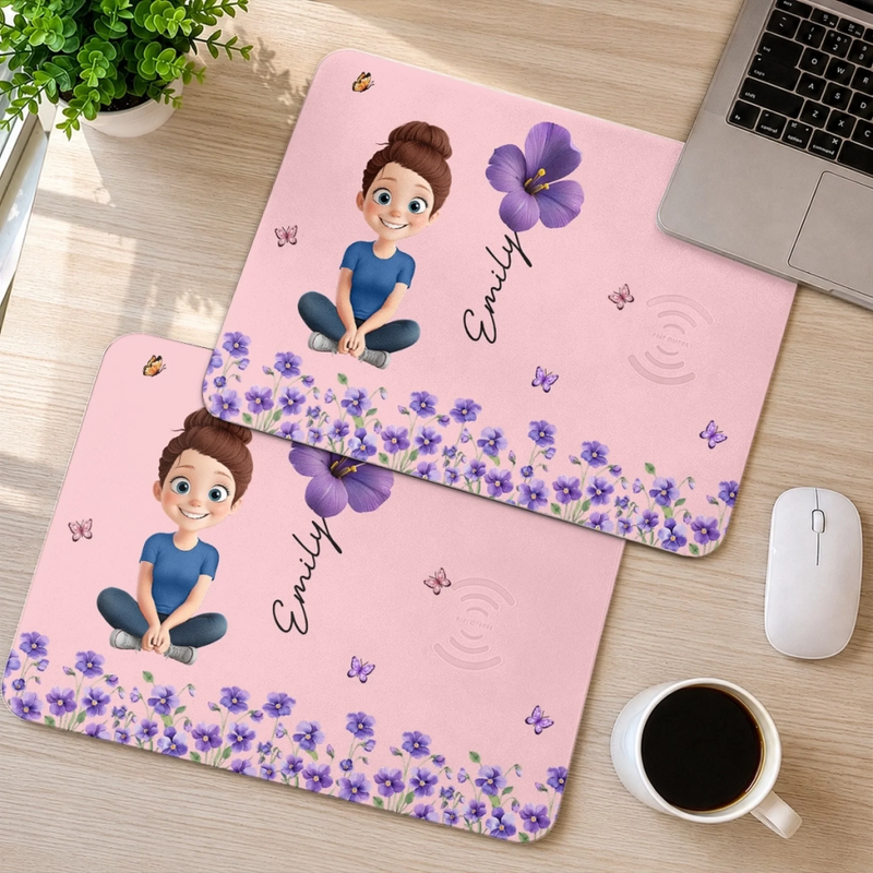 Custom Charging Mat - Personalized Best Friend Birthday Gifts For Women, Besties, Sisters, BFF, Family, Yourself - My Little Heartbeat Forever