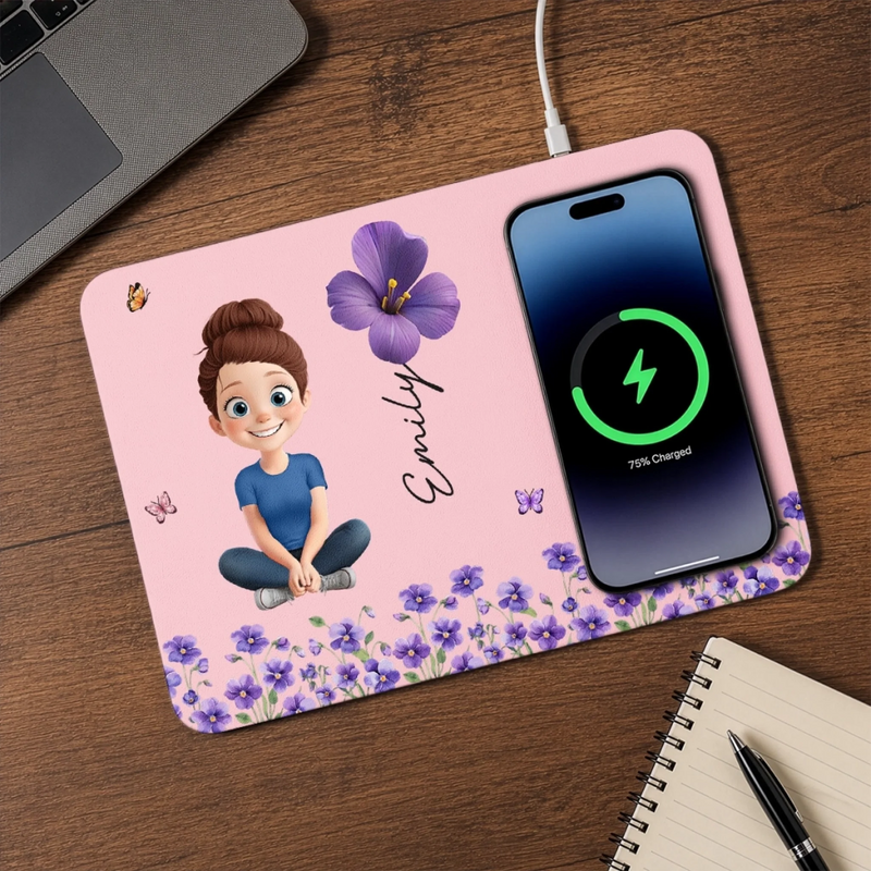 Custom Charging Mat - Personalized Best Friend Birthday Gifts For Women, Besties, Sisters, BFF, Family, Yourself - My Little Heartbeat Forever