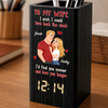 Custom Pen Holder With Clock - Personalized Anniversary Wedding Gifts For Husband And Wife, Him And Her - I'd Choose You Again And Again