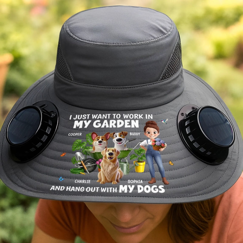 Custom Hat With Fans Solar Power - Personalized Garden Gifts For Gardeners, Dog Lovers, Dog Dad And Mom - My Ultimate Furry Gardening Crew