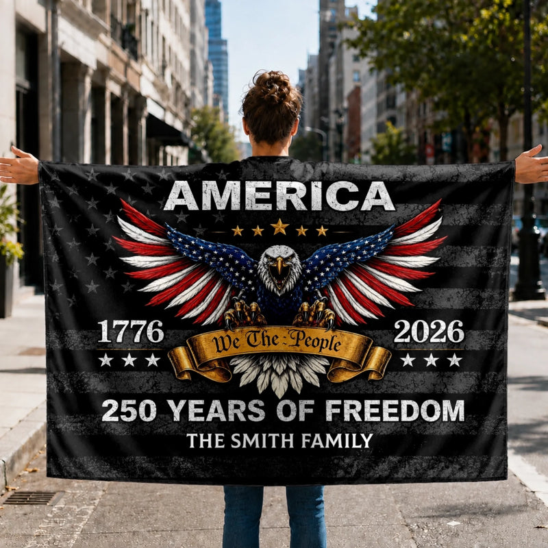 Custom Wearable Flag Cape - Personalized America 250th Anniversary Gifts For Mom, Dad, Brother, Sister, Kids - Freedom Looks Good On Us