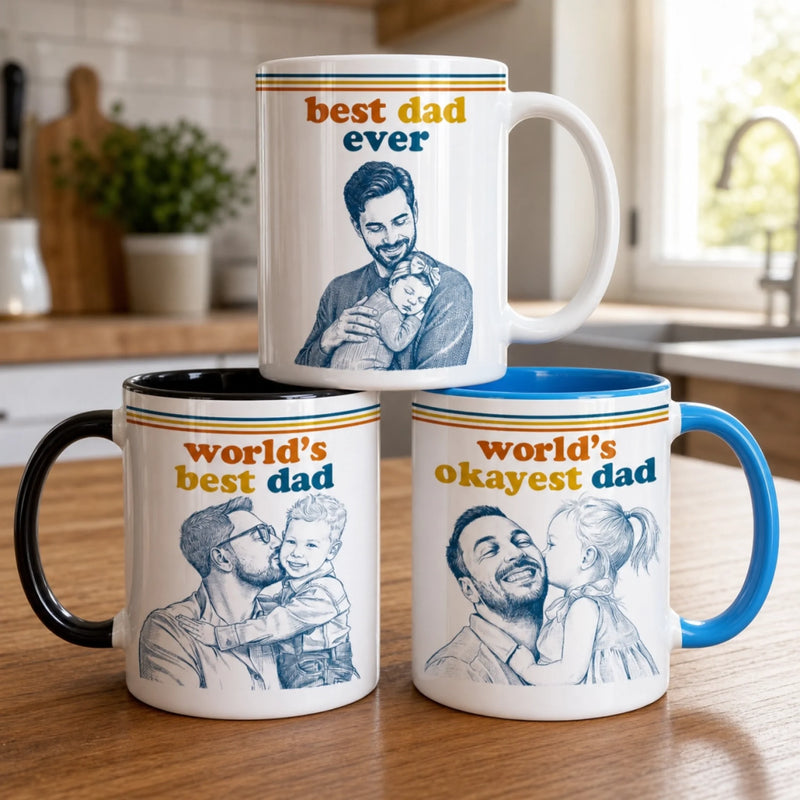 Custom Photo Mug - Personalized Father's Day Birthday Gifts For Dad, Grandpa, Husband - World’s Best Dad Ever