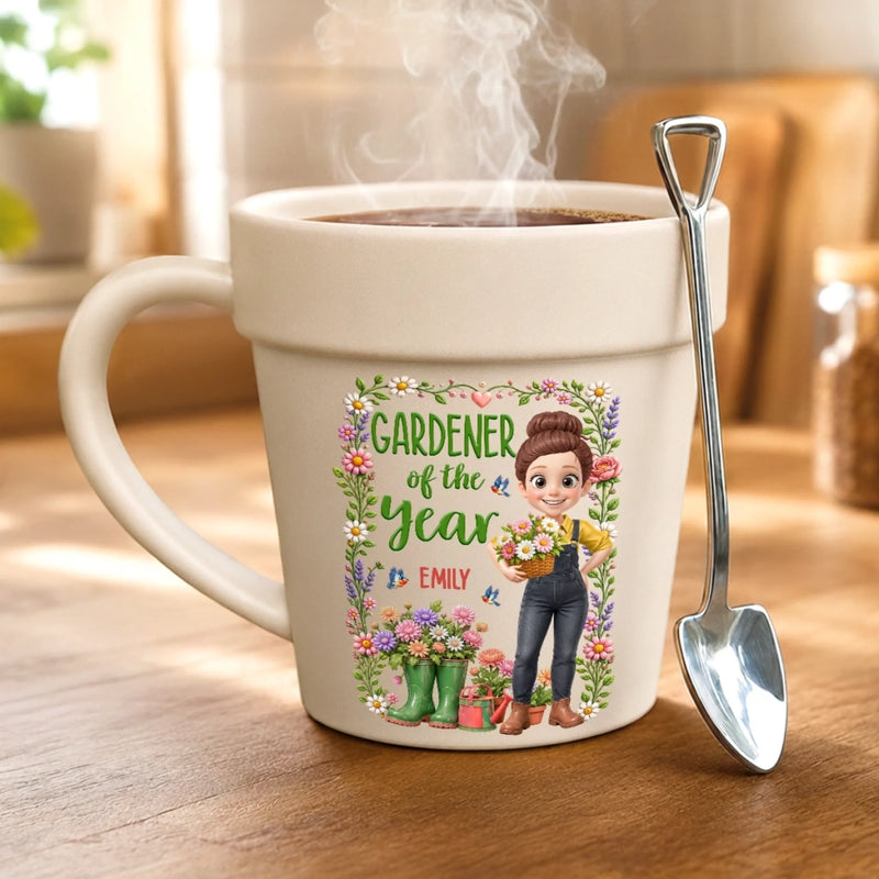 Custom Plant Pot Ceramic Mug - Personalized Birthday Garden Gifts For Gardeners - Master Of The Little Backyard