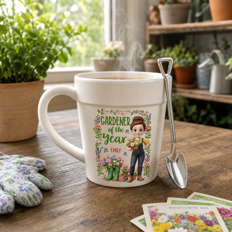 Custom Plant Pot Ceramic Mug - Personalized Birthday Garden Gifts For Gardeners - Master Of The Little Backyard