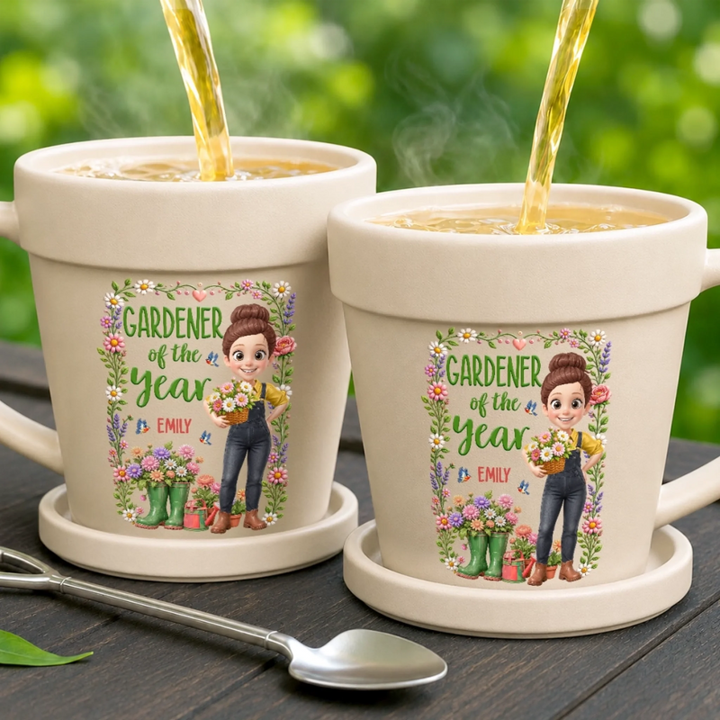 Custom Plant Pot Ceramic Mug - Personalized Birthday Garden Gifts For Gardeners - Master Of The Little Backyard