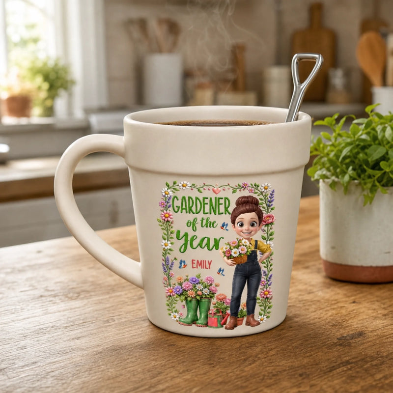 Custom Plant Pot Ceramic Mug - Personalized Birthday Garden Gifts For Gardeners - Master Of The Little Backyard