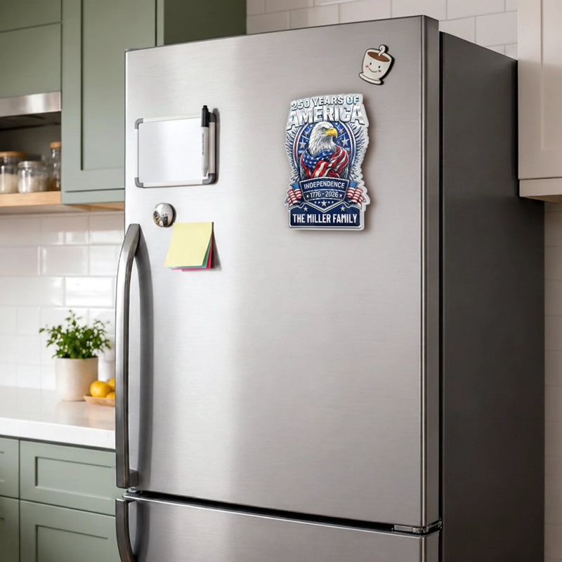 Custom Acrylic Fridge Magnet - Personalized America 250th Anniversary Gifts For Mom, Dad, Brother, Sister, Kids - Land Of The Free