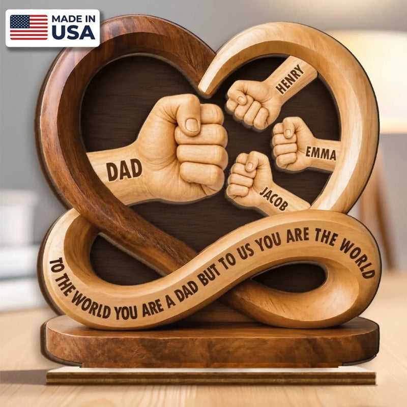 Custom 2-Layered Wooden Plaque - Personalized Father's Day Birthday Gifts For Dad, Grandpa - Proud To Be Your Kids