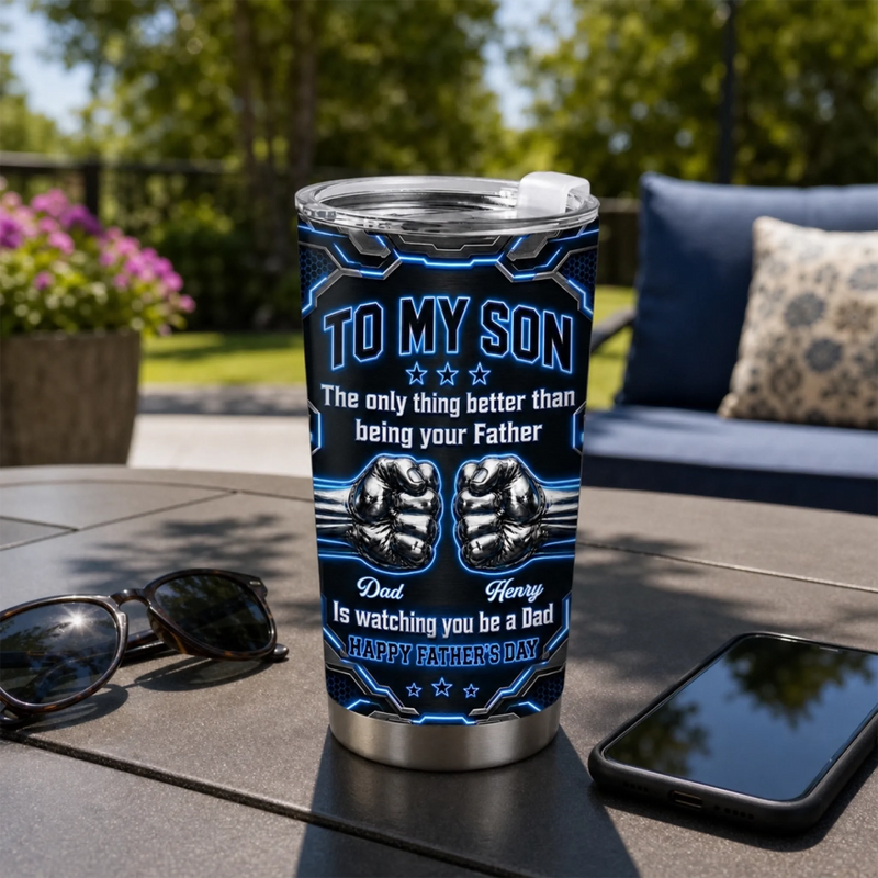 Custom Tumbler - Personalized Father's Day Birthday Gifts For Son - Watching You Grow Brings Me Joy