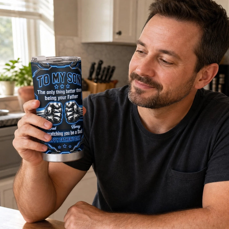 Custom Tumbler - Personalized Father's Day Birthday Gifts For Son - Watching You Grow Brings Me Joy
